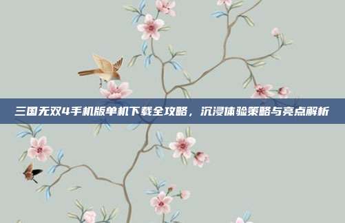 三国无双4手机版单机下载全攻略,沉浸体验策略与亮点解析