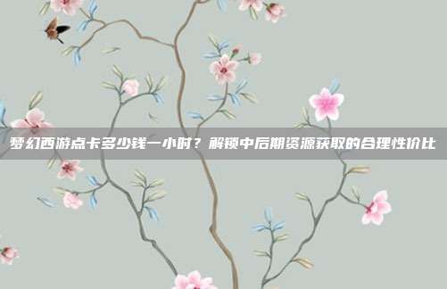梦幻西游点卡多少钱一小时？解锁中后期资源获取的合理性价比