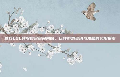 查找LOL韩服排名查询网站，玩转游戏资讯与攻略的实用指南
