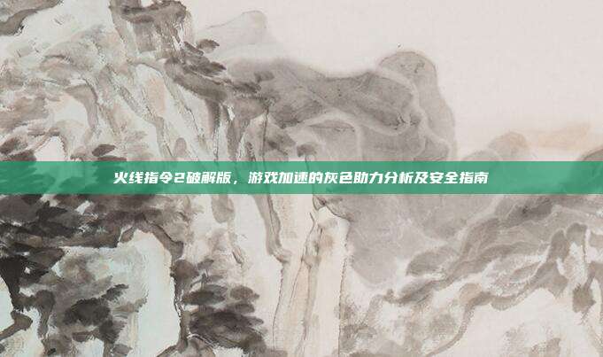 火线指令2破解版，游戏加速的灰色助力分析及安全指南