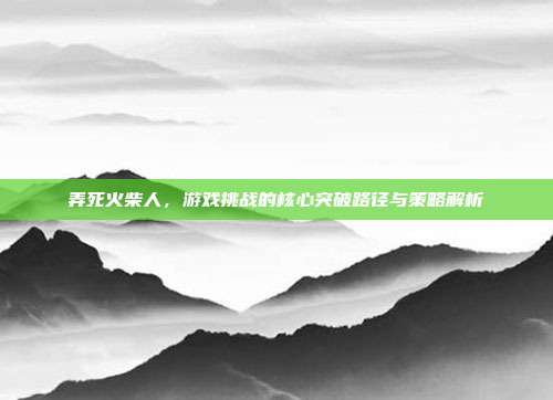弄死火柴人,游戏挑战的核心突破路径与策略解析