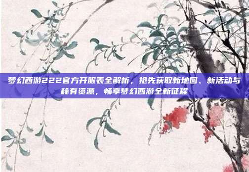 梦幻西游222官方开服表全解析,抢先获取新地图、新活动与稀有资源,畅享梦幻西游全新征程