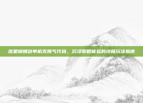 流星蝴蝶剑单机无限气代码,沉浸策略体验的终极玩法指南