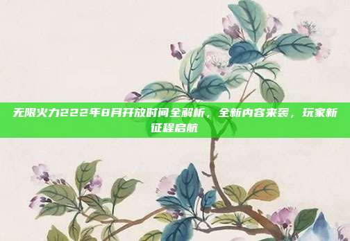 无限火力222年8月开放时间全解析,全新内容来袭,玩家新征程启航