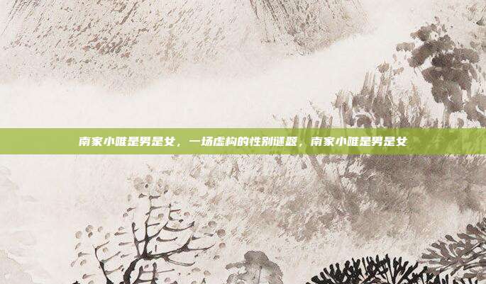 南家小唯是男是女,一场虚构的性别谜题,南家小唯是男是女