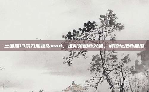 三国志13威力加强版mod,进阶策略新突破,解锁玩法新维度