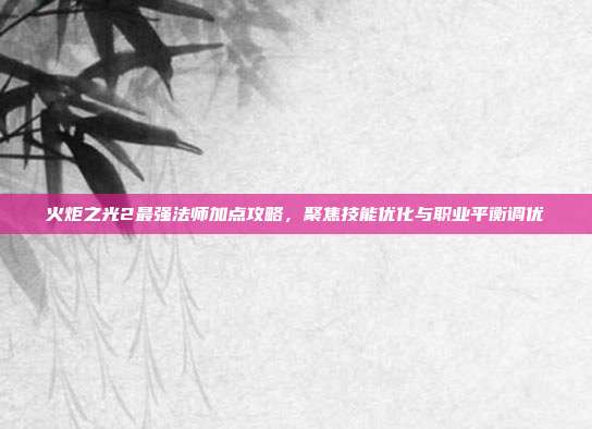 火炬之光2最强法师加点攻略，聚焦技能优化与职业平衡调优