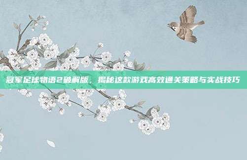冠军足球物语2破解版,揭秘这款游戏高效通关策略与实战技巧