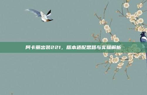 阿卡丽出装221,版本适配思路与实操解析