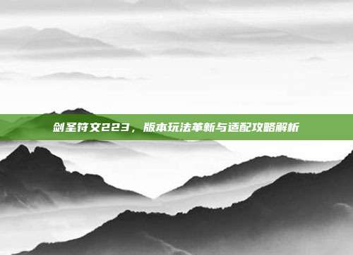 剑圣符文223，版本玩法革新与适配攻略解析