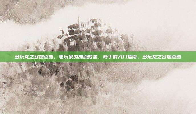 多玩龙之谷加点器，老玩家的加点救星，新手的入门指南，多玩龙之谷加点器