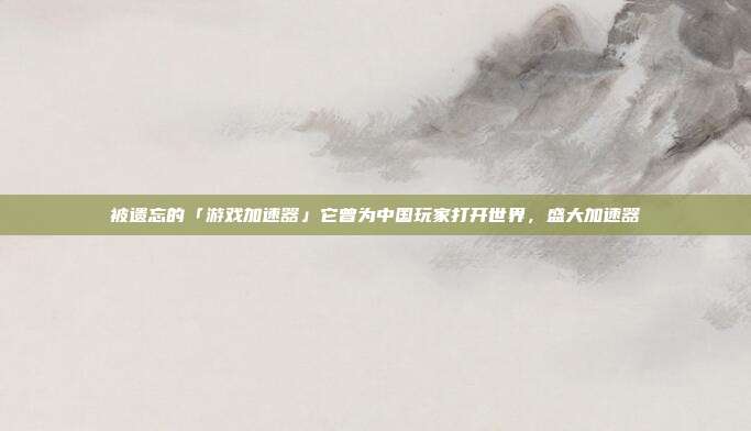 被遗忘的「游戏加速器」它曾为中国玩家打开世界,盛大加速器
