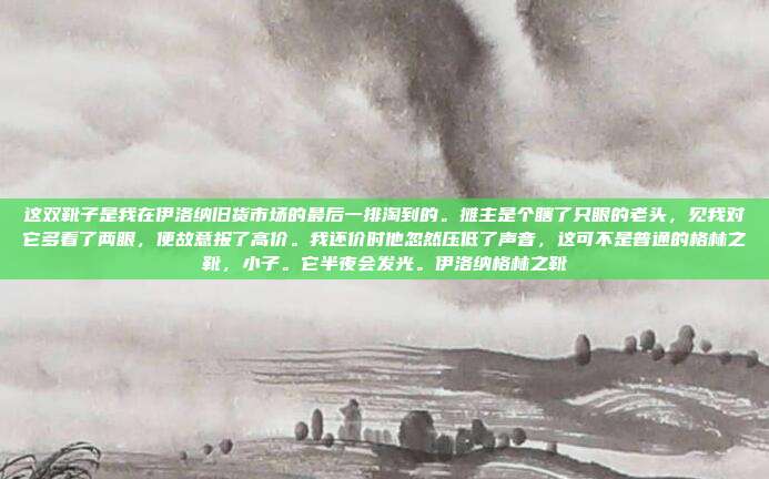 这双靴子是我在伊洛纳旧货市场的最后一排淘到的。摊主是个瞎了只眼的老头,见我对它多看了两眼,便故意报了高价。我还价时他忽然压低了声音,这可不是普通的格林之靴,小子。它半夜会发光。伊洛纳格林之靴