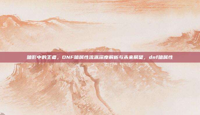 暗影中的王者,DNF暗属性流派深度解析与未来展望,dnf暗属性