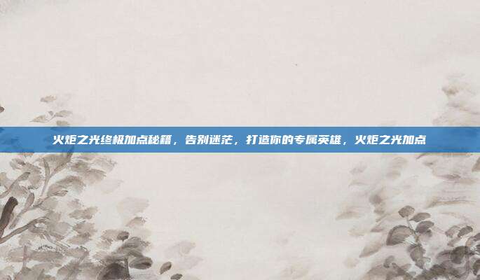 火炬之光终极加点秘籍，告别迷茫，打造你的专属英雄，火炬之光加点