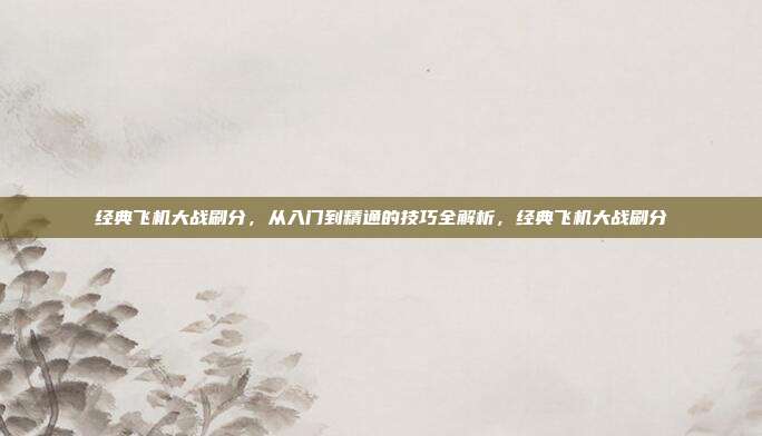经典飞机大战刷分,从入门到精通的技巧全解析,经典飞机大战刷分
