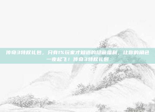 传奇3特权礼包,只有1%玩家才知道的隐藏福利,让你的角色一夜起飞!传奇3特权礼包