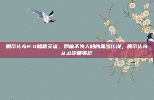 魔帝传奇2.0隐藏英雄,那些不为人知的黑暗传说,魔帝传奇2.0隐藏英雄