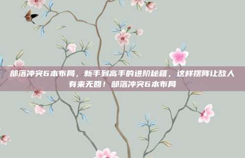 部落冲突6本布局,新手到高手的进阶秘籍,这样摆阵让敌人有来无回!部落冲突6本布局