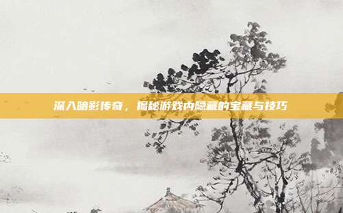 深入暗影传奇,揭秘游戏内隐藏的宝藏与技巧