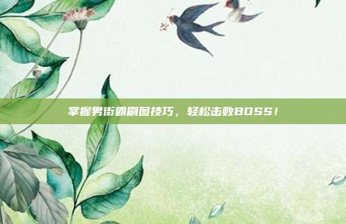 掌握男街霸刷图技巧，轻松击败BOSS！