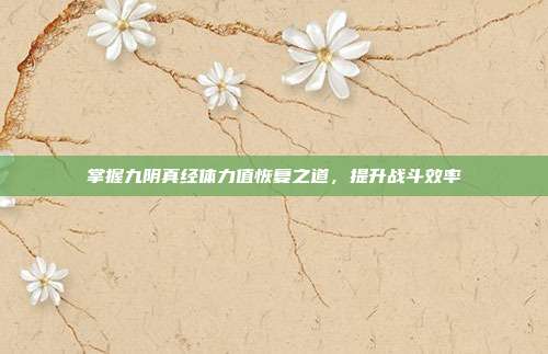 掌握九阴真经体力值恢复之道，提升战斗效率