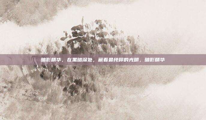 暗影精华，在黑暗深处，藏着最纯粹的光明，暗影精华