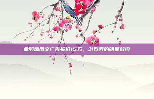 孟羽童图文广告报价15万,游戏界的明星效应