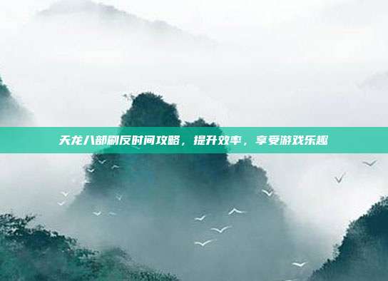 天龙八部刷反时间攻略，提升效率，享受游戏乐趣