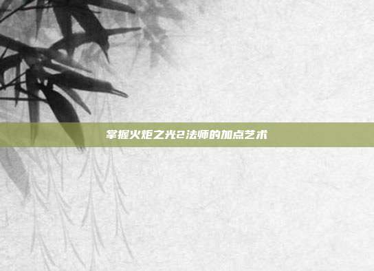 掌握火炬之光2法师的加点艺术