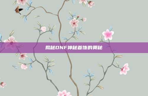 揭秘DNF神秘首饰的奥秘