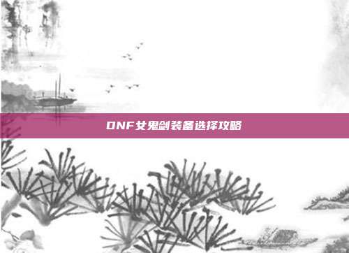 DNF女鬼剑装备选择攻略