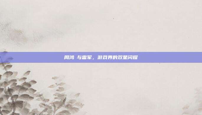 周鸿祎与雷军,游戏界的双星闪耀