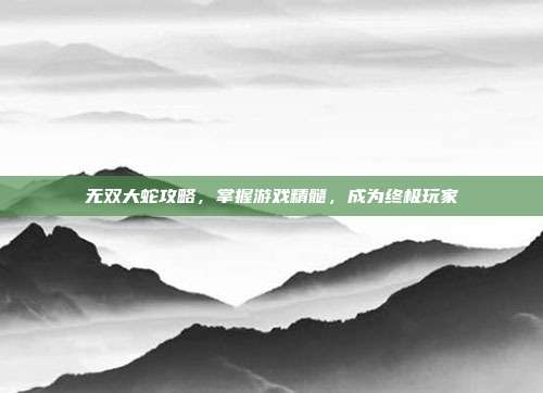 无双大蛇攻略,掌握游戏精髓,成为终极玩家