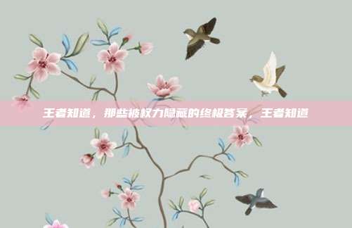 王者知道，那些被权力隐藏的终极答案，王者知道