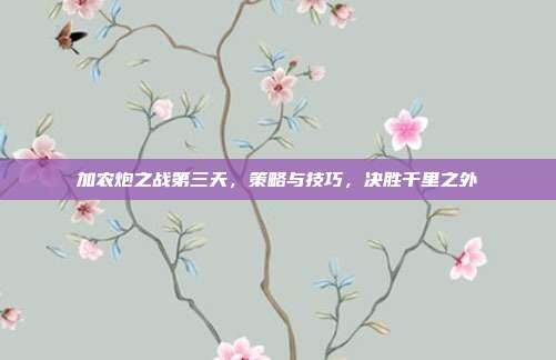 加农炮之战第三天,策略与技巧,决胜千里之外