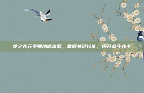 龙之谷元素师加点攻略，掌握关键技能，提升战斗效率