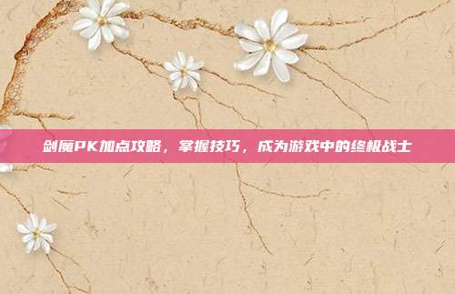 剑魔PK加点攻略,掌握技巧,成为游戏中的终极战士