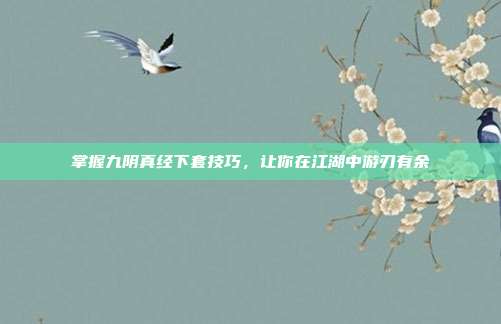 掌握九阴真经下套技巧，让你在江湖中游刃有余