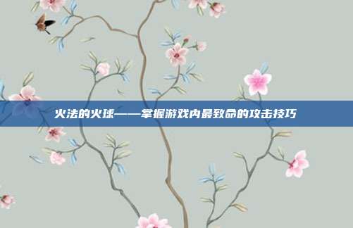 火法的火球——掌握游戏内最致命的攻击技巧