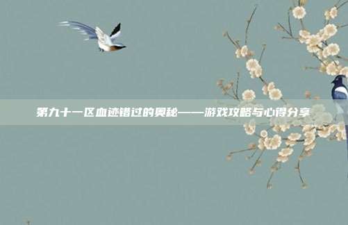 第九十一区血迹错过的奥秘——游戏攻略与心得分享