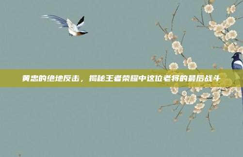 黄忠的绝地反击，揭秘王者荣耀中这位老将的最后战斗