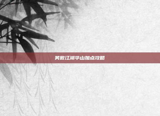 笑傲江湖华山加点攻略