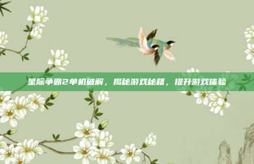 星际争霸2单机破解,揭秘游戏秘籍,提升游戏体验