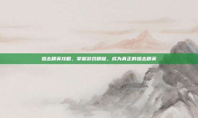 狙击精英攻略,掌握游戏精髓,成为真正的狙击精英