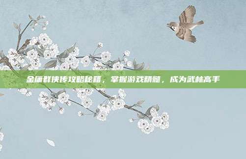 金庸群侠传攻略秘籍,掌握游戏精髓,成为武林高手