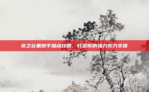 龙之谷重炮手加点攻略,打造你的强力火力支援
