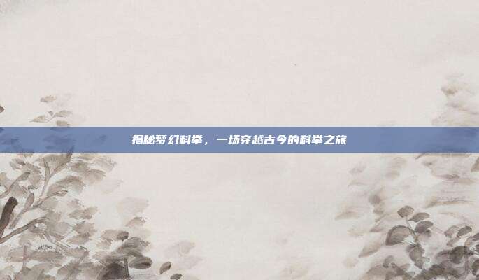揭秘梦幻科举,一场穿越古今的科举之旅