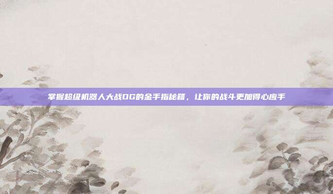 掌握超级机器人大战OG的金手指秘籍,让你的战斗更加得心应手