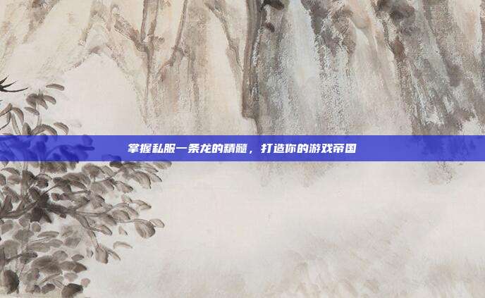 掌握私服一条龙的精髓，打造你的游戏帝国